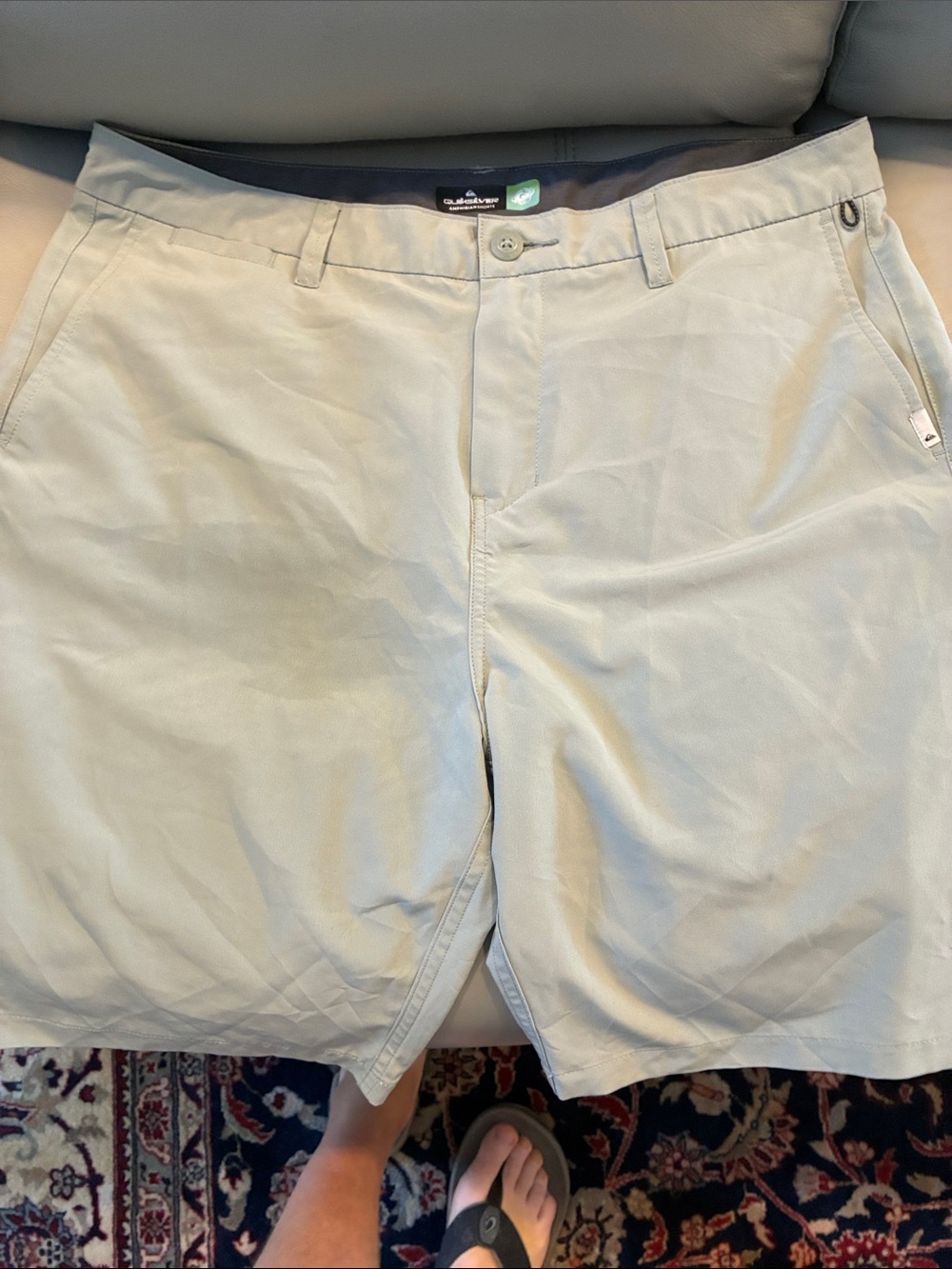 Quiksilver Men's Light Khaki Flat-Front Shorts